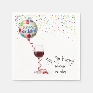 Happy Birthday Balloon With Red Wine Napkins