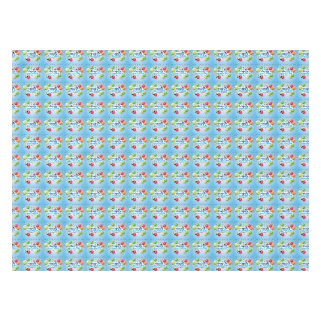 Happy Birthday Balloons and Hats Tablecloth (Front (Horizontal))
