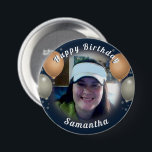 Happy Birthday Balloons and Photo Button<br><div class="desc">All text is adjustable! Fun balloons and confetti happy birthday one photo button. All artwork designed by Valarie Wade.</div>