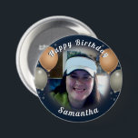 Happy Birthday Balloons and Photo Button<br><div class="desc">All text is adjustable! Fun balloons and confetti happy birthday one photo button. All artwork designed by Valarie Wade.</div>