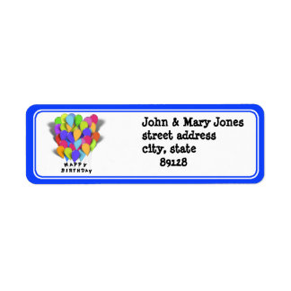 Happy Birthday Balloons (Blue Trim) Label