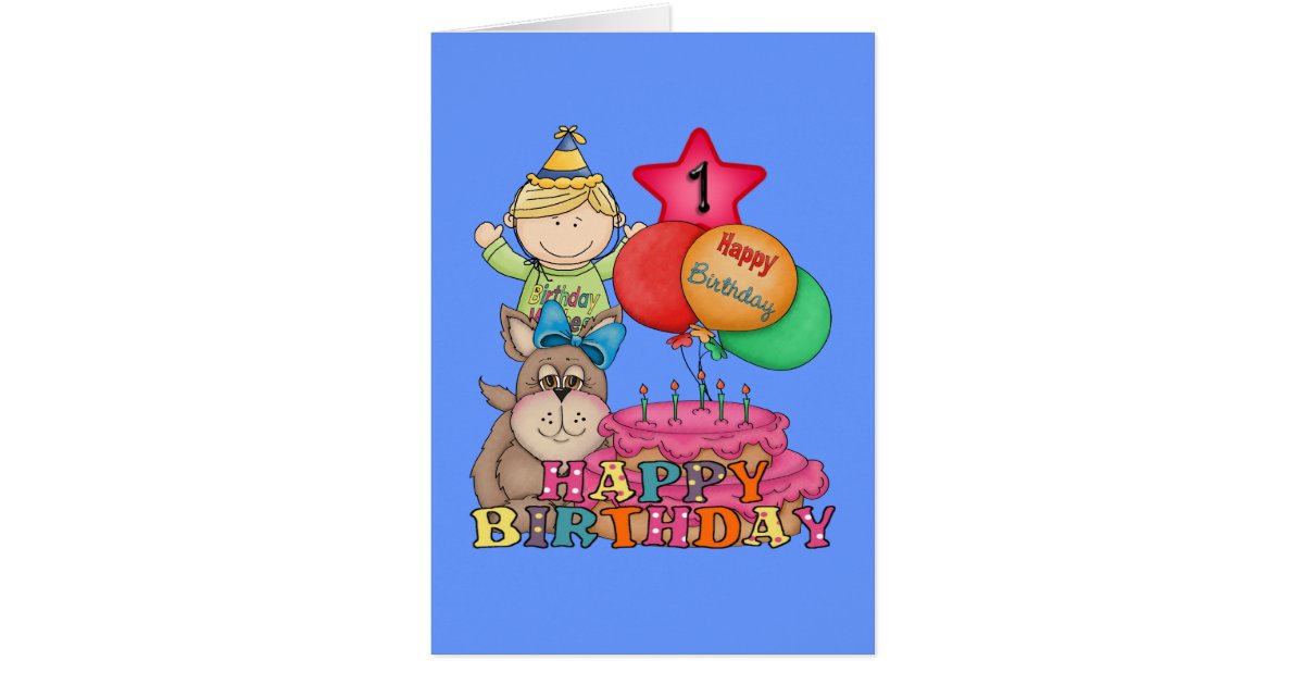 happy birthday balloons boy 1 year old card zazzlecom