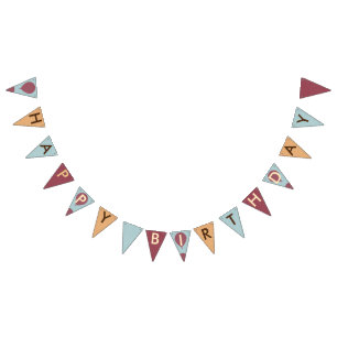 Happy birthday balloons bunting flags