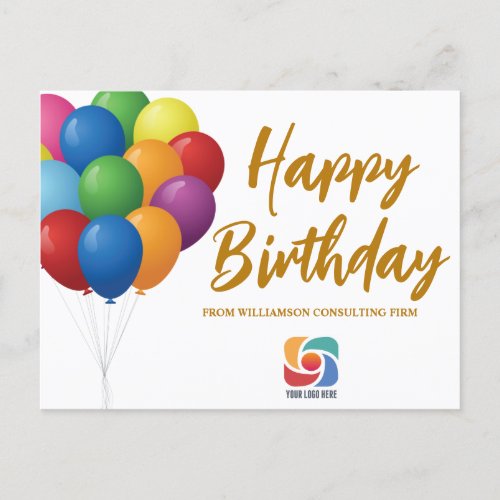 Happy Birthday Balloons Chic Custom Company Postcard