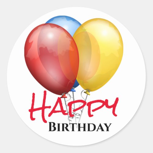 Happy Birthday Balloons Classic Round Sticker