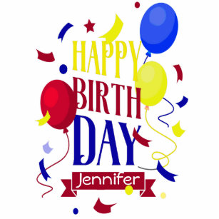 Happy Birthday Balloons Colorful Custom Name Cutout