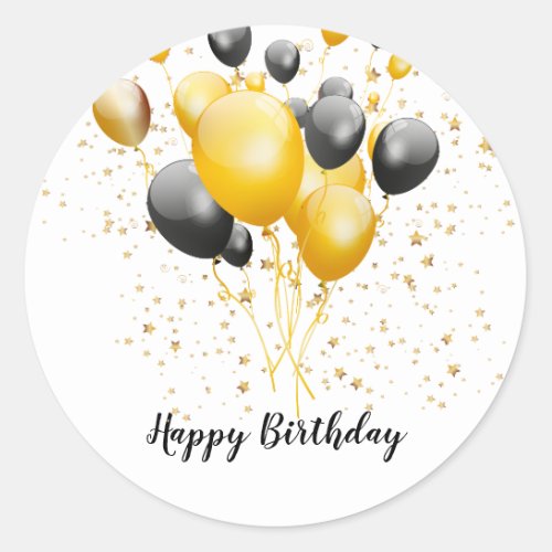 Happy Birthday Balloons Confetti Classic Round Sticker