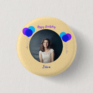 Happy Birthday Balloons Custom Photo and Text Button