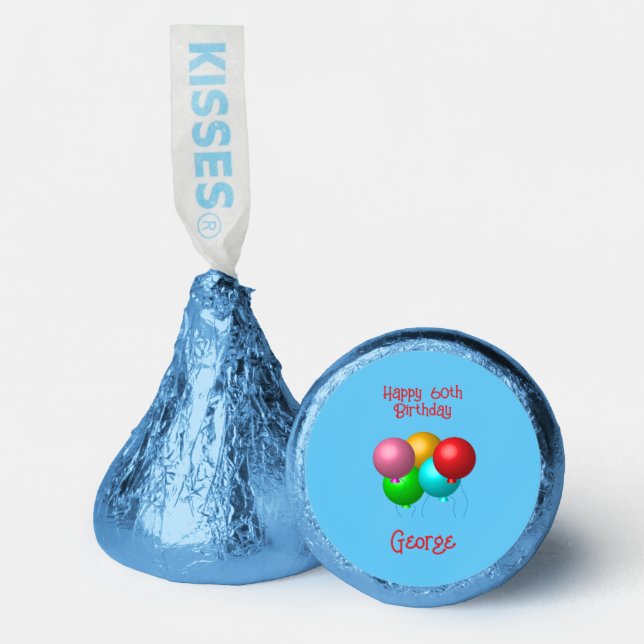 Happy Birthday Balloons Custom Text   Hershey®'s Kisses® (Front)