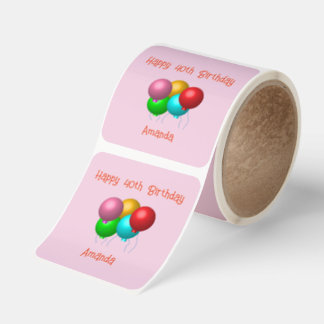Happy Birthday Balloons Custom Text Square Sticker