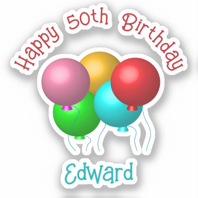 Happy Birthday Balloons Custom Text Year  Sticker (Front)