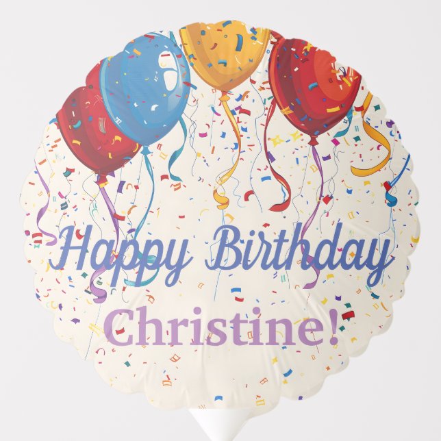Happy Birthday Balloons Customizable Design  (Front)