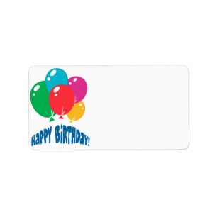 happy birthday balloons design label