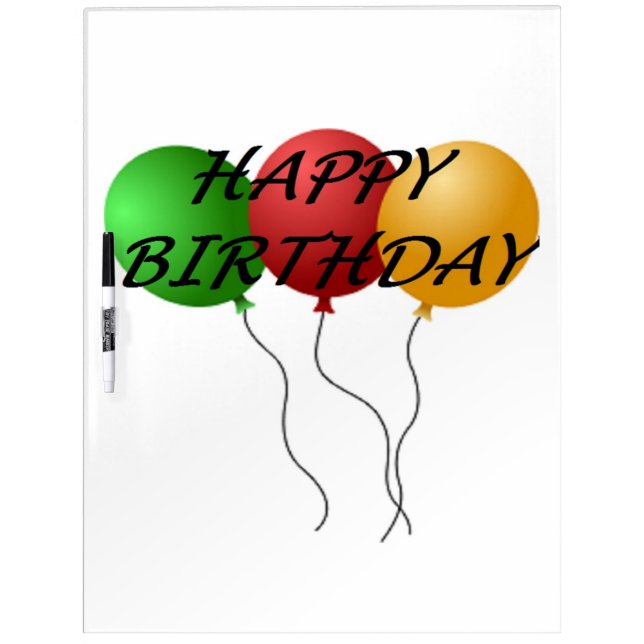 "HAPPY BIRTHDAY" BALLOONS DRY ERASE BOARD (Front)
