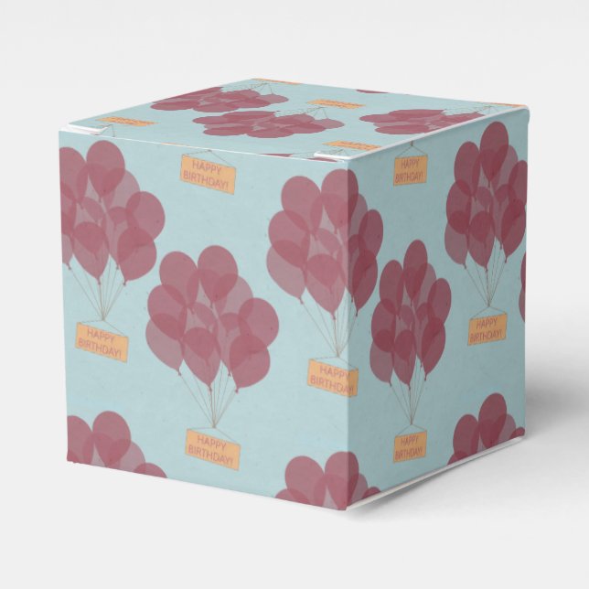 Happy birthday balloons favor boxes (Front Side)