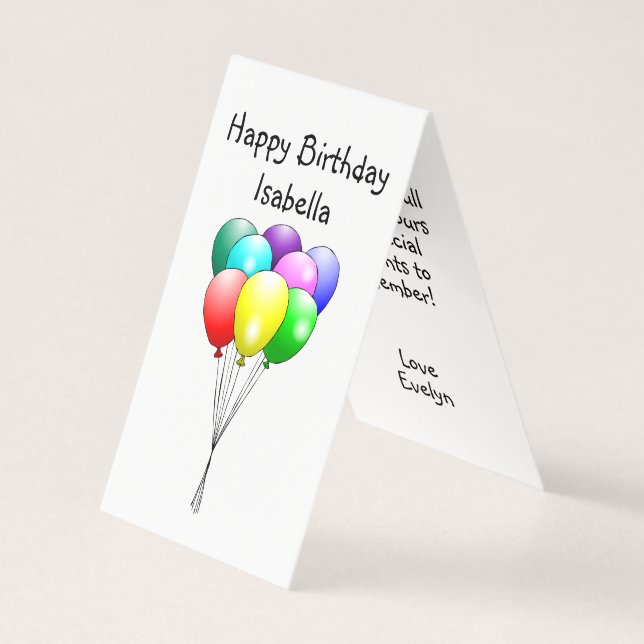 Happy Birthday Balloons Folded Card (Front)