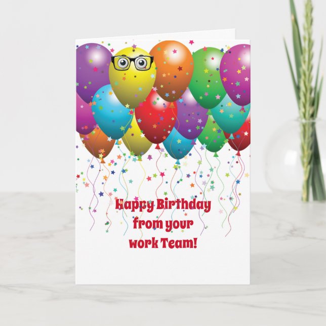 Happy Birthday Balloons from co-workers Card (Front)