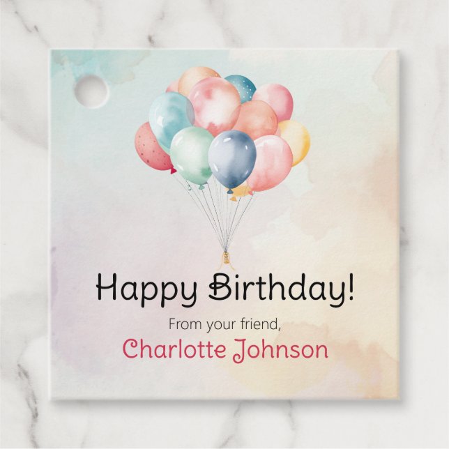 Happy Birthday Balloons Gift Tags (Front)