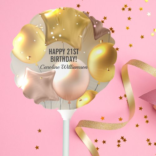 Happy Birthday Balloons Gold Glitter Any Year Name