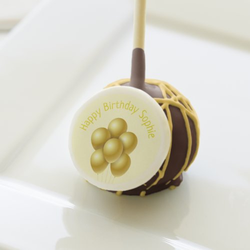 Happy Birthday balloons golden yellow girl Cake Pops