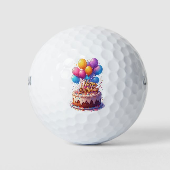 Happy Birthday Balloons Golf Balls (Front)