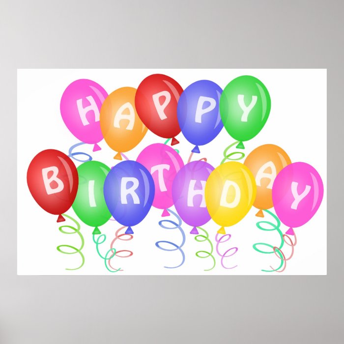 Happy Birthday Balloons Illustration Poster