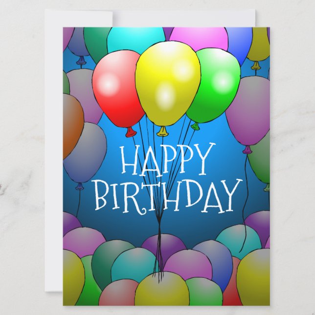 Happy birthday balloons in many colors (Front)