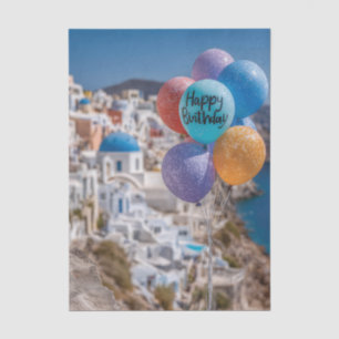 Happy Birthday Balloons in Santorini, Greece Tissue Paper