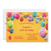 HAPPY BIRTHDAY BALLOONS INVITATION