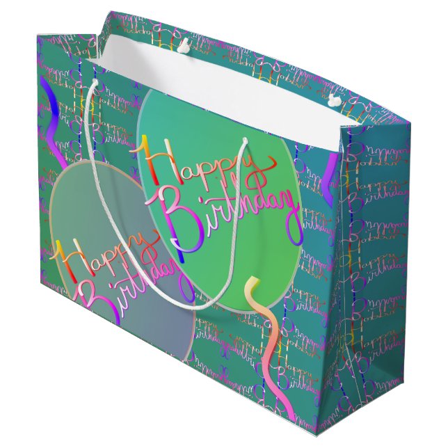 "Happy Birthday" Balloons Large Gift Bag (Back Angled)