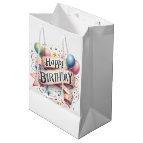 Happy Birthday Balloons  Medium Gift Bag