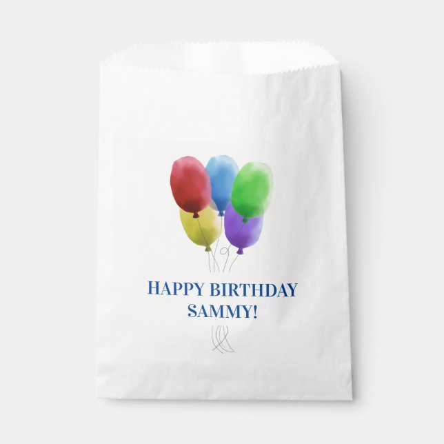 Happy Birthday Balloons Paper Favor Bag for Treats (Front)
