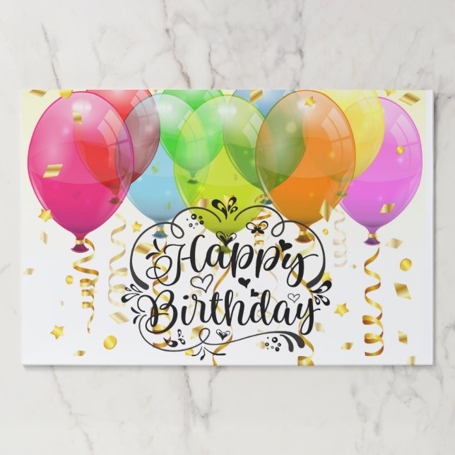 Happy Birthday Balloons Paper Placemat (Front)