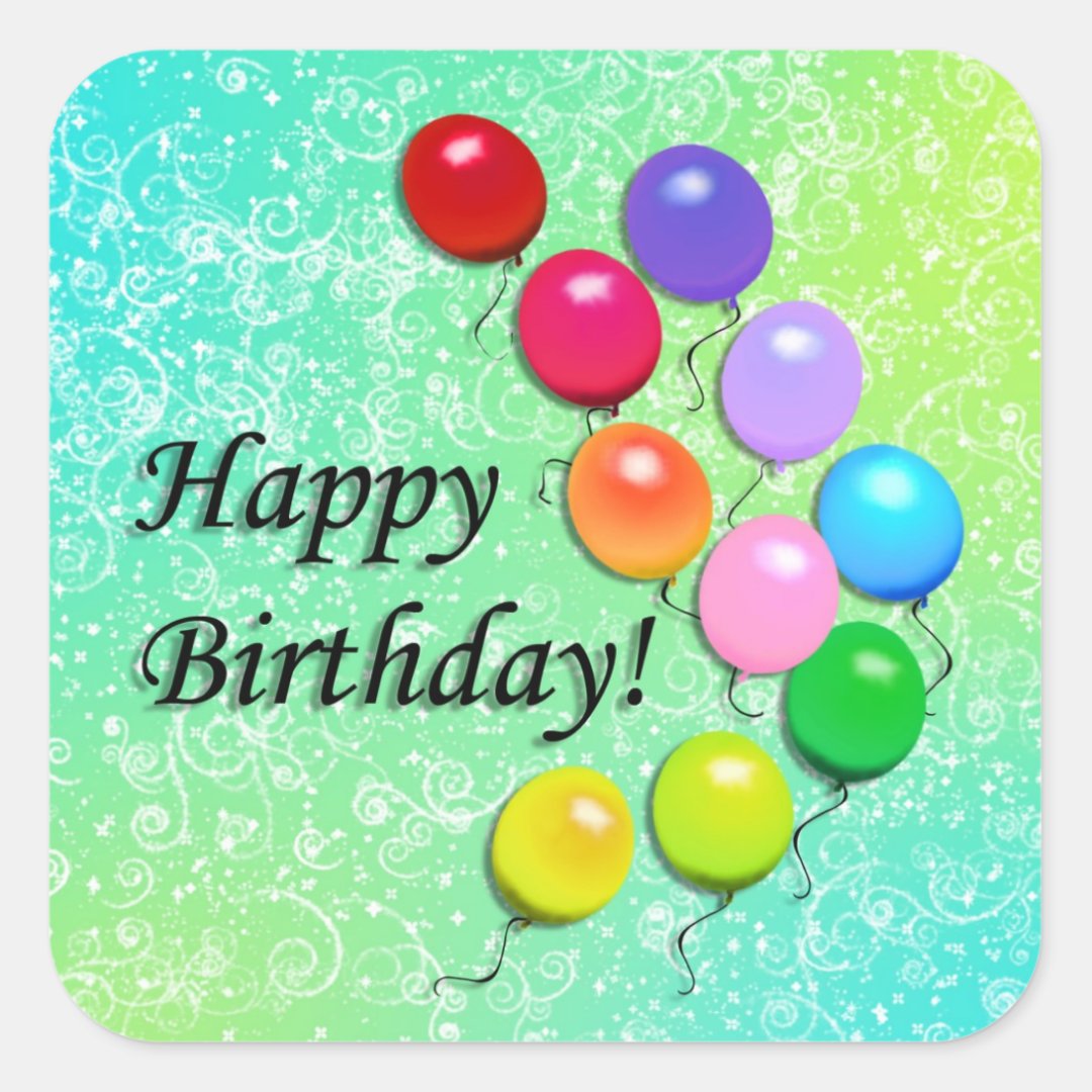 Happy Birthday Balloons Party Stickers | Zazzle