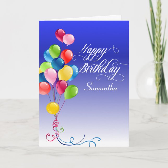 Happy Birthday Balloons Personalized Card (Front)