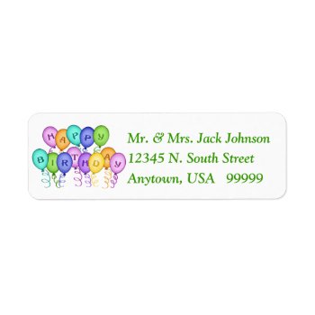 Happy Birthday Balloons Return Address Labels by debipayne at Zazzle