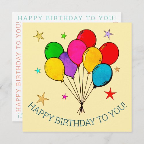 Happy Birthday Balloons  Stars Birthday Card