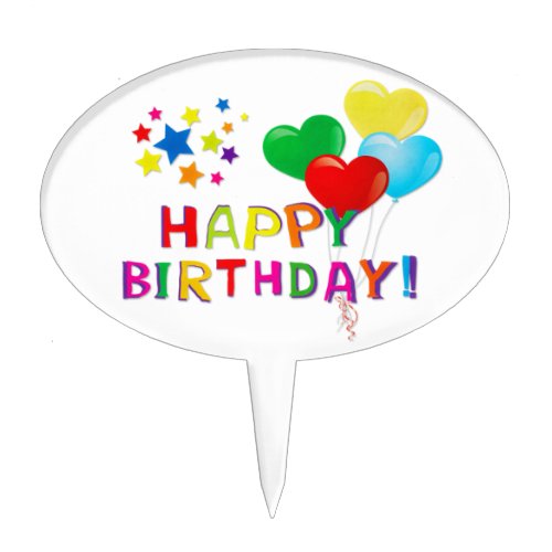Happy Birthday Balloons Stars Cake Topper