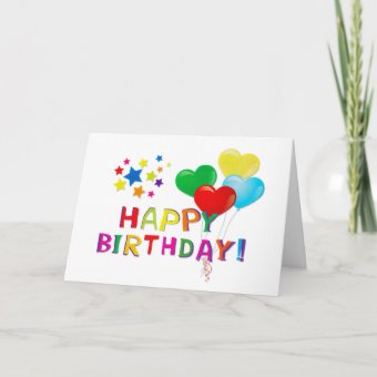 Happy Birthday Balloons Stars Card | Zazzle