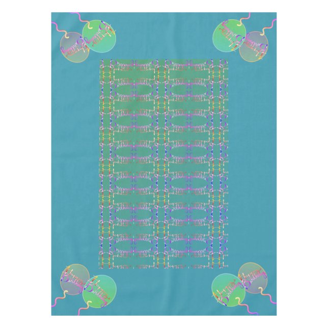 Happy Birthday Balloons Tablecloth (Front)