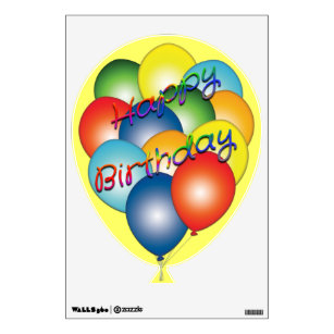 Balloon Birthday Stickers, Set of 88 on 2 sticker sheets, Happy