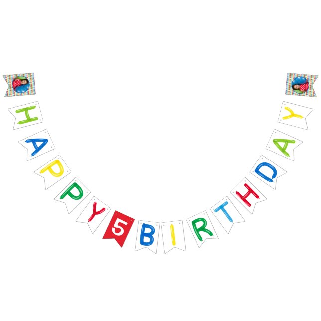Happy Birthday balloons with photo Bunting Flags (All)