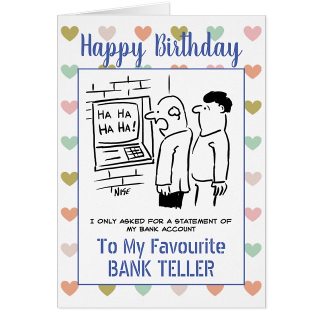 Happy Birthday Bank Teller Cards (Front)