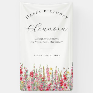 Happy Birthday Banner 80th August Birth Flower