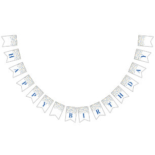 Happy Birthday Banner Dark Blue Gold Confetti