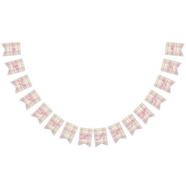 Happy Birthday Banner In Pink Plaid (All)