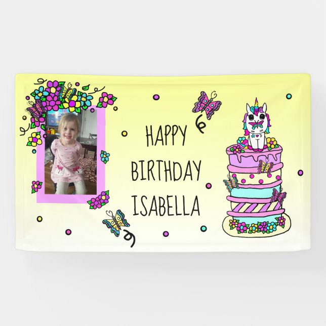 Happy Birthday Banner Personalized Unicorn (Horizontal)