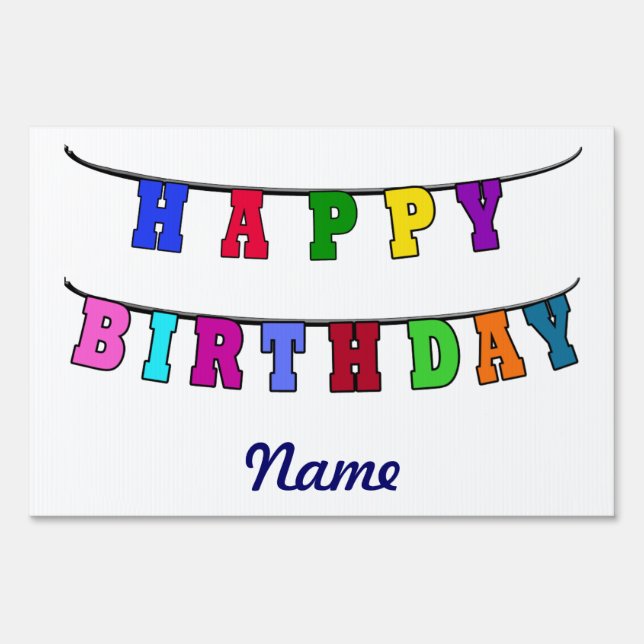 Happy Birthday Banner - Personalized Yard Sign (Back)