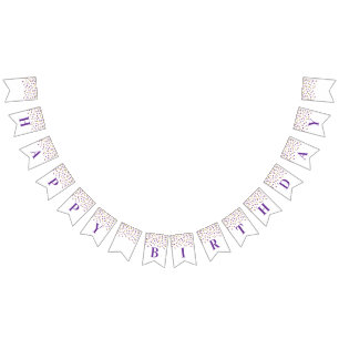 Happy Birthday Banner Purple Gold Confetti
