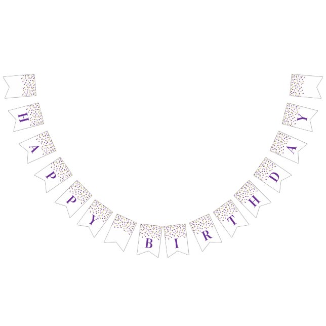 Happy Birthday Banner Purple Gold Confetti (All)